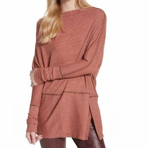 Free People Londontown Asymmetrical Ribbed Thermal Tunic Top Women’s XS